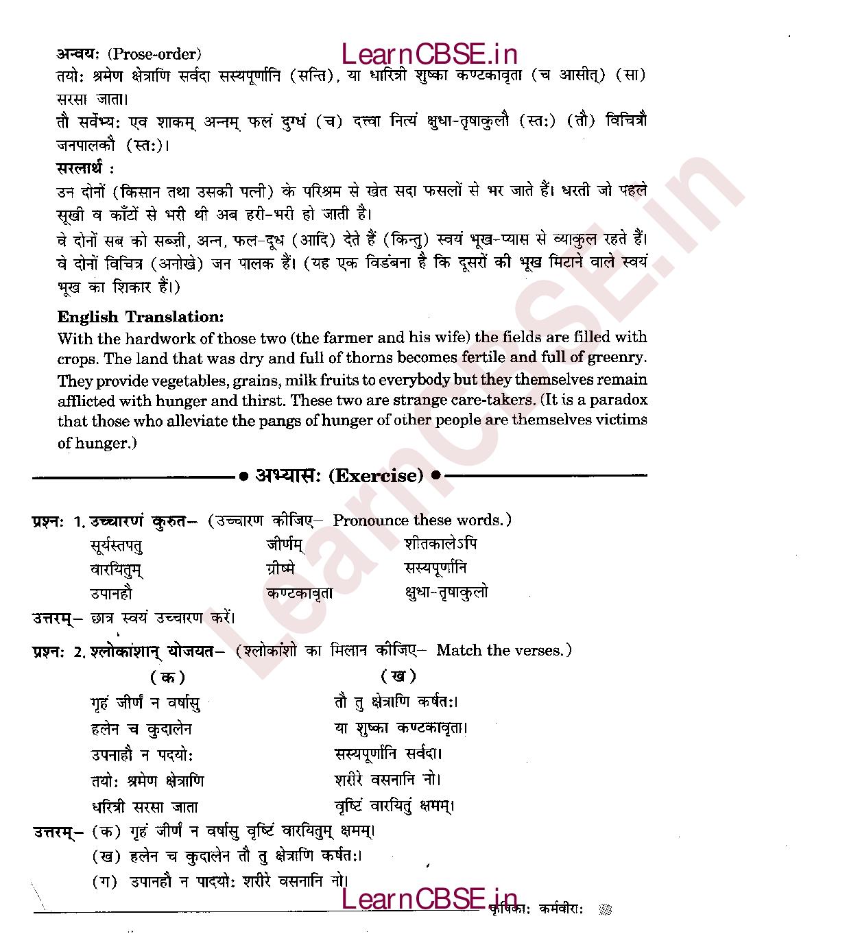 NCERT Solutions for Class 6 Sanskrit Chapter 10 कृषिकाः कर्मवीरः 3