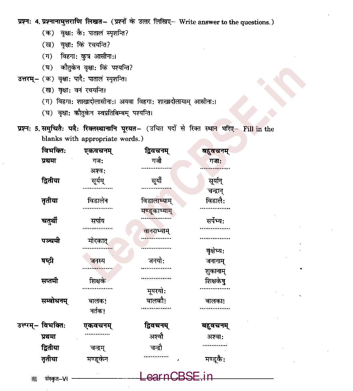 NCERT Solutions for Class 6 Sanskrit Chapter 5 - वृक्षाः 5