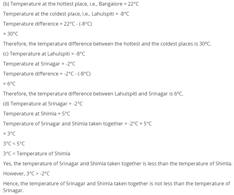 NCERT Solutions for Class 7 Maths Chapter 1 Integers Ex 1.1 Q1.1
