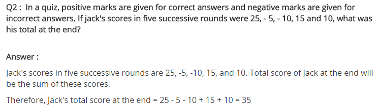 NCERT Solutions for Class 7 Maths Chapter 1 Integers Ex 1.1 Q2