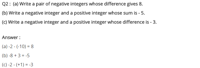 NCERT Solutions for Class 7 Maths Chapter 1 Integers Ex 1.2 Q2