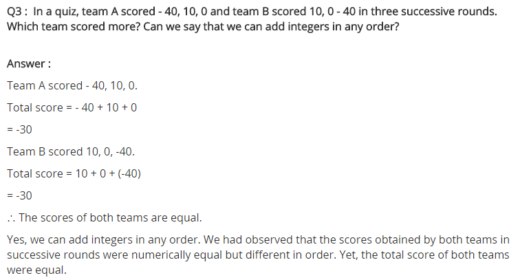 NCERT Solutions for Class 7 Maths Chapter 1 Integers Ex 1.2 Q3