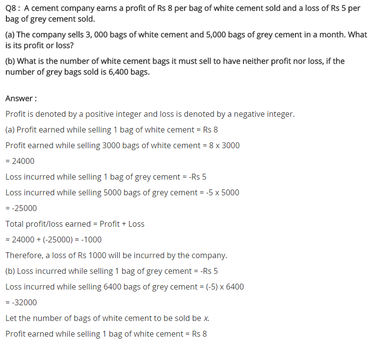 NCERT Solutions for Class 7 Maths Chapter 1 Integers Ex 1.3 Q8
