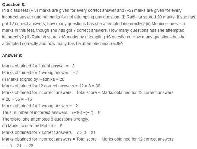 NCERT Solutions for Class 7 Maths Chapter 1 Integers Ex 1.4 Q6