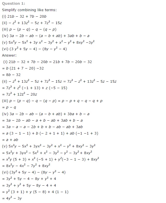 NCERT Solutions for Class 7 Maths Chapter 12 Algebraic Expressions Ex 12.2 Q1
