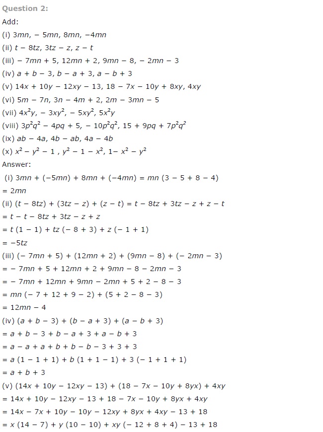 NCERT Solutions for Class 7 Maths Chapter 12 Algebraic Expressions Ex 12.2 Q2