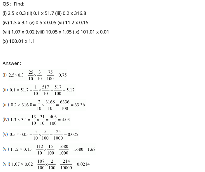NCERT Solutions for Class 7 Maths Chapter 2 Fractions and Decimals Ex 2.6 Q5