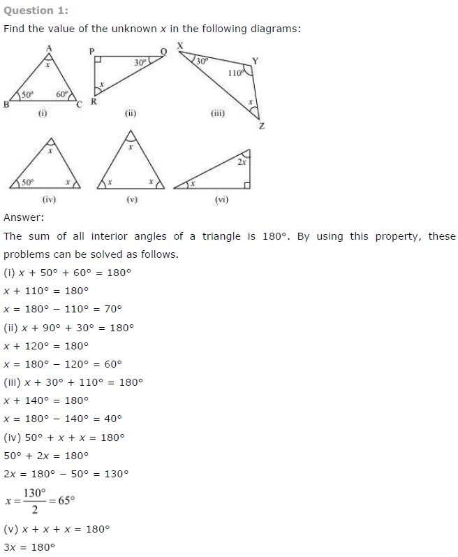 NCERT Solutions for Class 7 Maths Chapter 6 The Triangle and its Properties Ex 6.3 Q1
