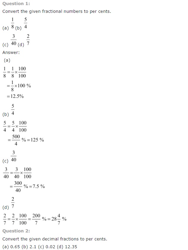 NCERT Solutions for Class 7 Maths Chapter 8 Comparing Quantities Ex 8.2 Q1