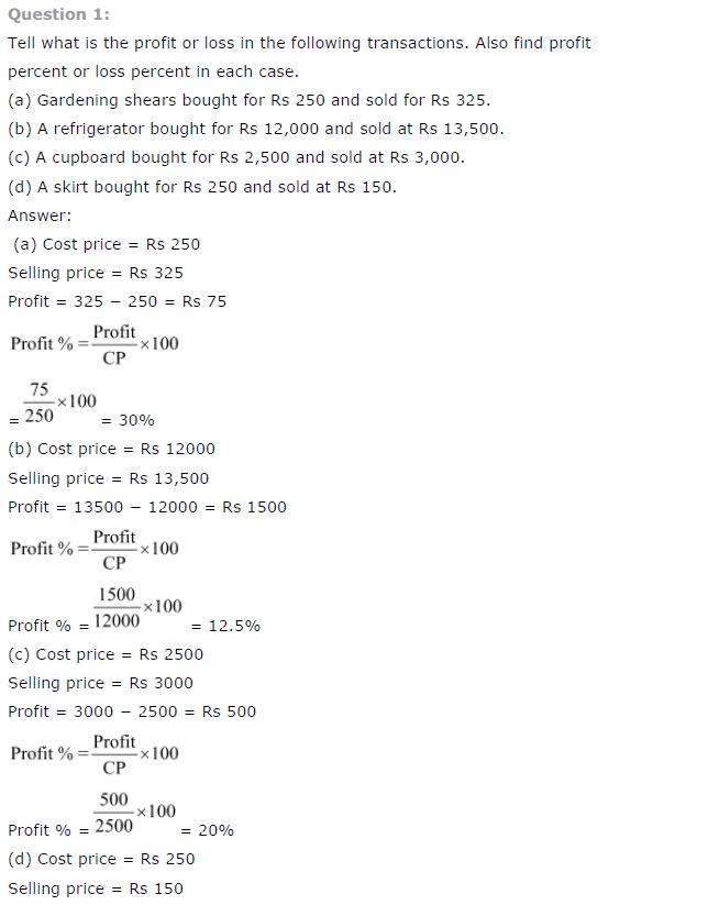 NCERT Solutions for Class 7 Maths Chapter 8 Comparing Quantities Ex 8.3 Q1