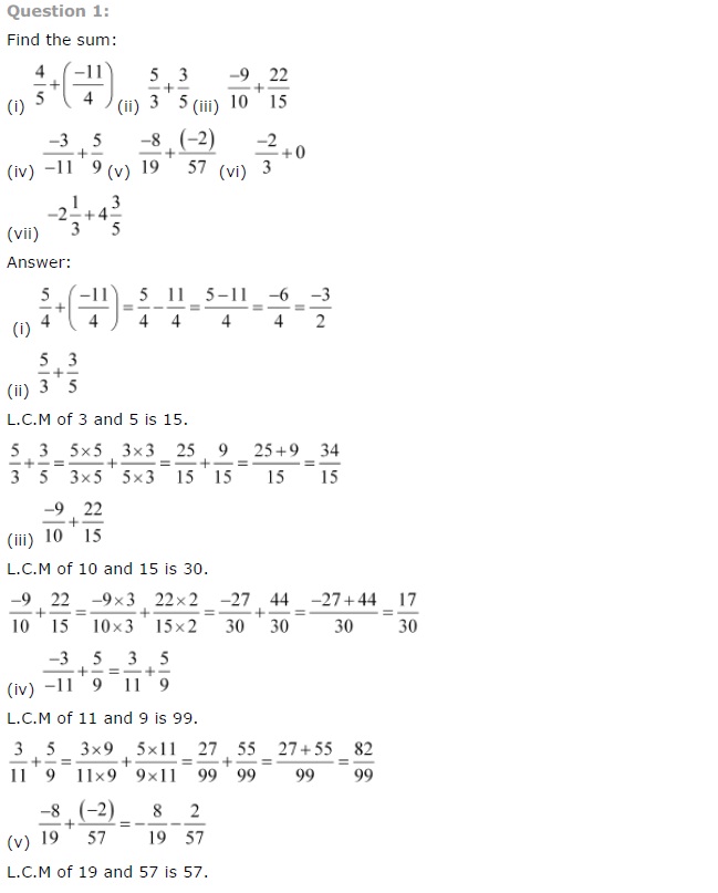 NCERT Solutions for Class 7 Maths Chapter 9 Rational Numbers Ex 9.2 Q1