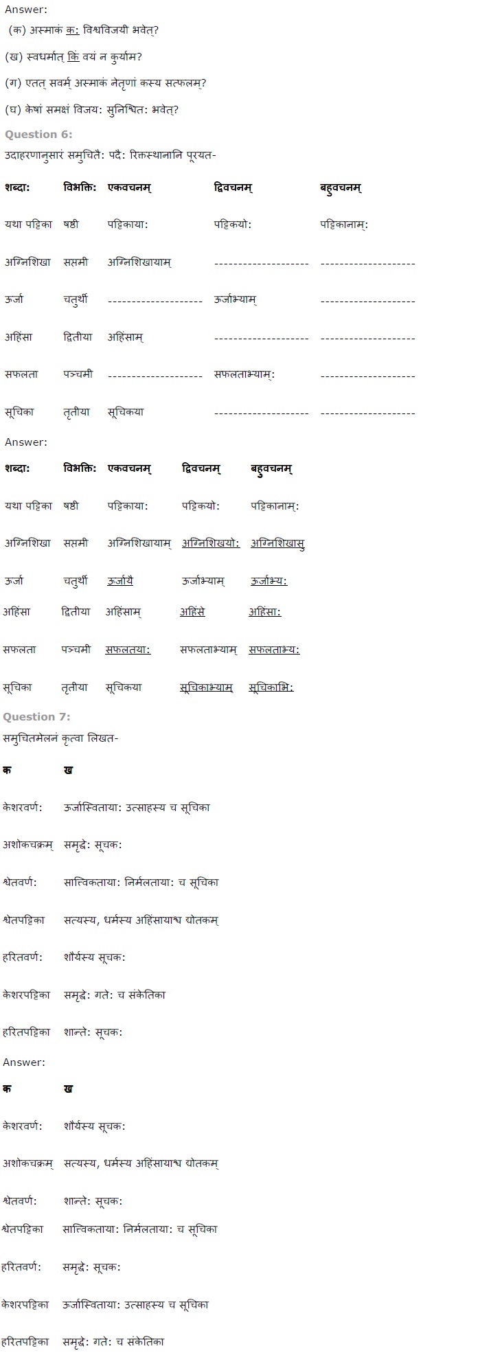 NCERT Solutions for Class 7th Sanskrit Chapter 8 त्रिवर्ण ध्वज 2
