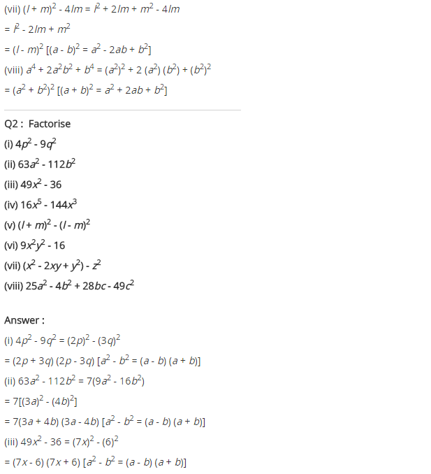 NCERT Solutions for Class 8 Maths Chapter 14 Factorisation Ex 14.2 Q2