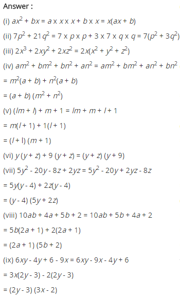 NCERT Solutions for Class 8 Maths Chapter 14 Factorisation Ex 14.2 Q3.1