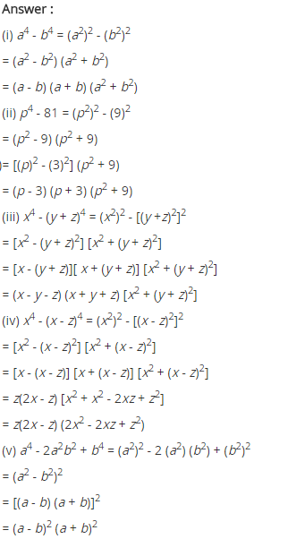 NCERT Solutions for Class 8 Maths Chapter 14 Factorisation Ex 14.2 Q4.1
