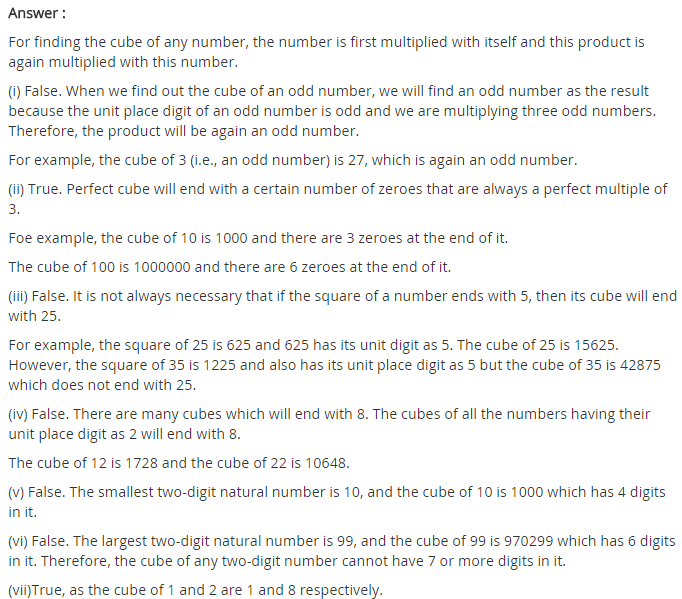 NCERT Solutions for Class 8 Maths Chapter 7 Cubes and Cube Roots Ex 7.2 A-2.1