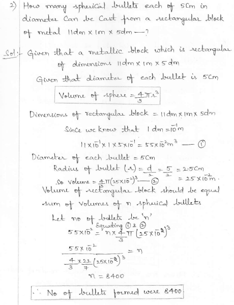 RD Sharma Class 10 Solutions Surface areas and Volumes Ex 16.1 Q2