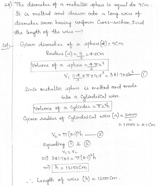 RD Sharma Class 10 Solutions Surface areas and Volumes Ex 16.1 Q28