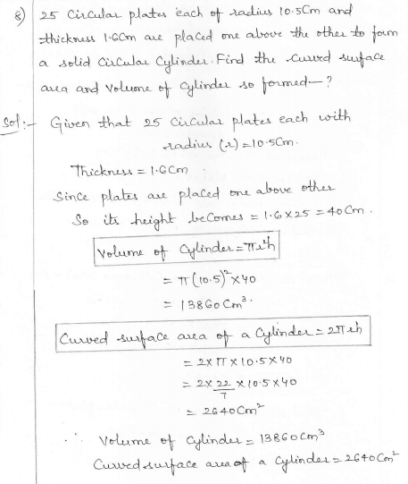 RD Sharma Class 10 Solutions Surface areas and Volumes Ex 16.1 Q8