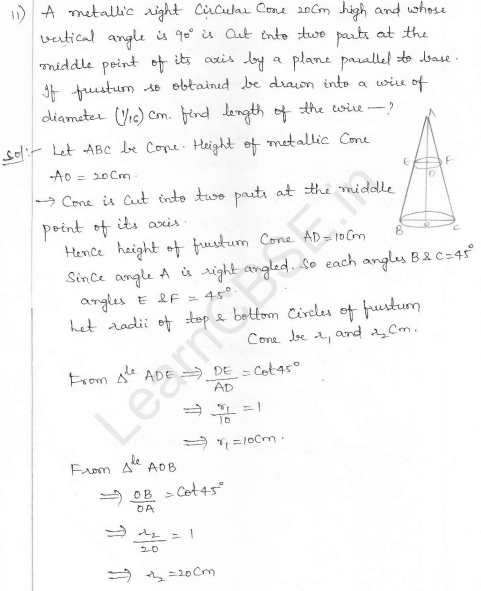 RD Sharma Class 10 Solutions Surface areas and Volumes Ex 16.3 Q11