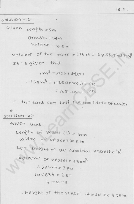 RD Sharma Class 9 solutions Chapter 18 Surface Area and volume of cuboid and cube Ex 18.2 Q 1