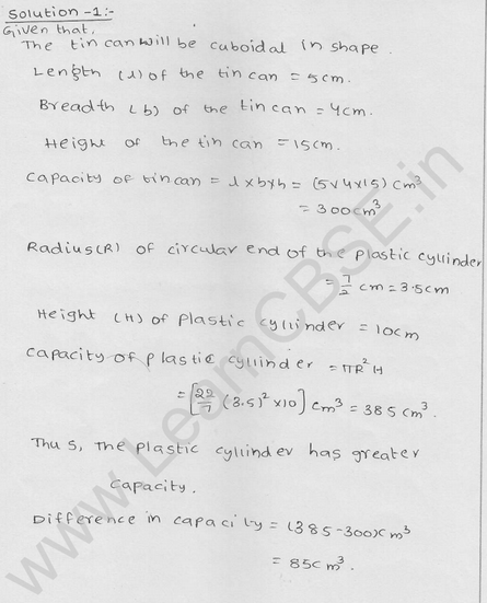 RD Sharma Class 9 solutions Chapter 19 Surface Area and volume of A Right Circular cylinder Ex  19.2 1