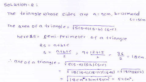 RD-Sharma-class 9-maths-Solutions-chapter 12 - Herons Formulae -Exercise 12.1 -Question-2