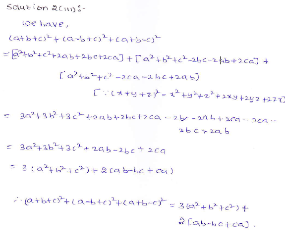 RD Sharma class 9 maths Solutions chapter 4 Algebraic Identities Exercise 4.2 Question 2 (iii)