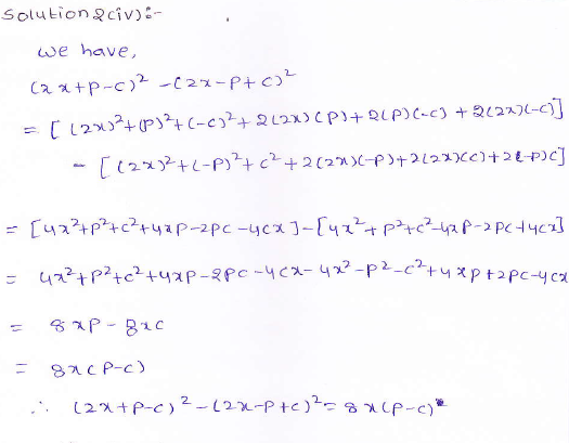 RD Sharma class 9 maths Solutions chapter 4 Algebraic Identities Exercise 4.2 Question 2 (iv)