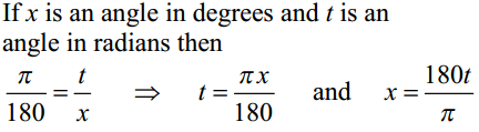 Trig Cheat Sheet Degrees to Radians Formulas