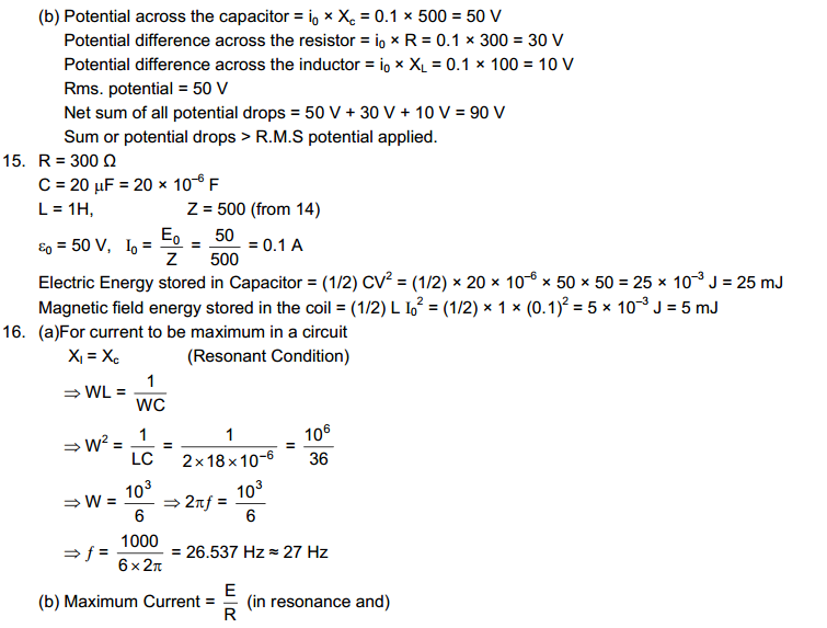 Alternating Current HC Verma Concepts of Physics Solutions