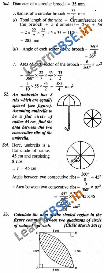 Areas Related to Circles NCERT Solutions Class 10 Maths Short Answer Type Question and Answers 02