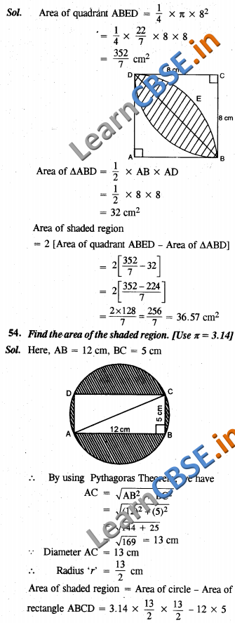Areas Related to Circles NCERT Solutions Class 10 Maths Short Answer Type Question and Answers 03