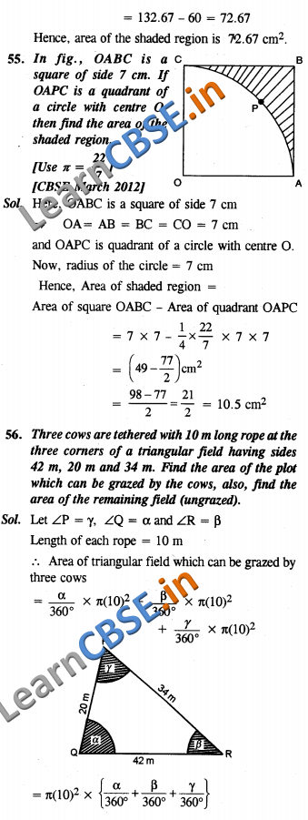 Areas Related to Circles NCERT Solutions Class 10 Maths Short Answer Type Question and Answers 04