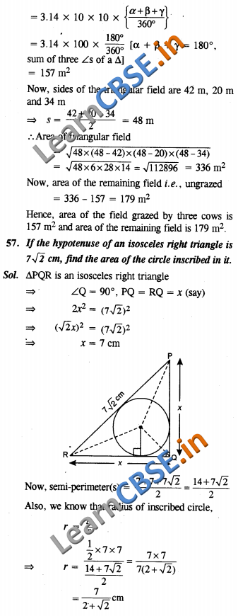 CBSE Class 10 Areas Related to Circles Solutions SAQ 3 Marks