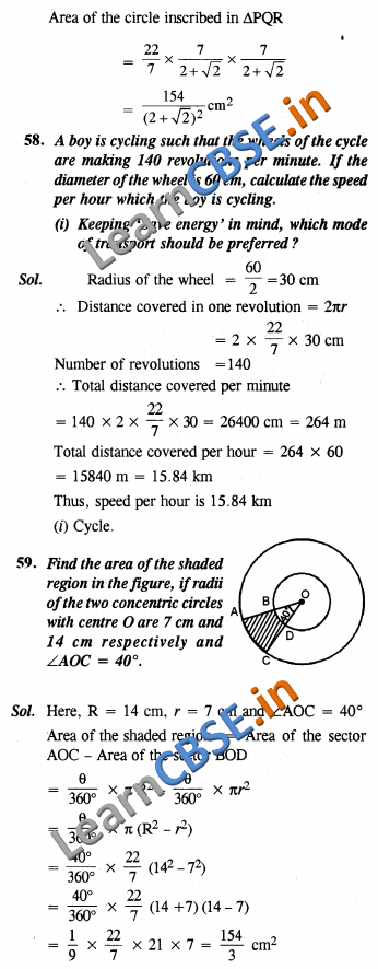 CBSE Class 10 Areas Related to Circles Solutions SAQ 3 Marks 01