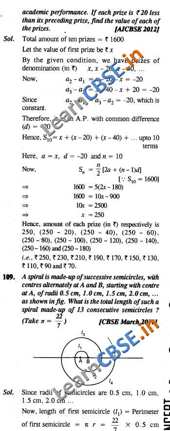 Arithmetic Progressions CBSE Solutions Class 10 Maths LAQ