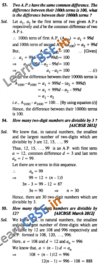 Arithmetic Progressions CBSE Solutions Class 10 Maths SAQ 3 Marks 03