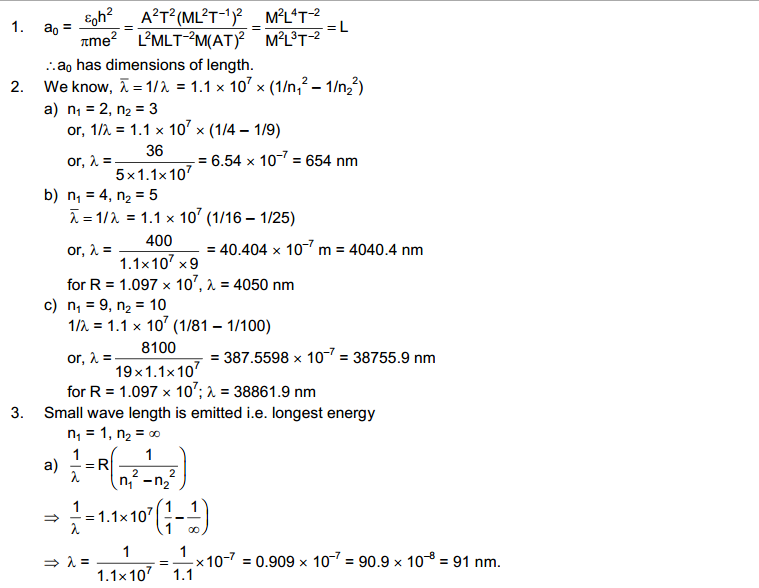 Bohr's Theory and Physics of Atom HC Verma Concepts of Physics Solutions
