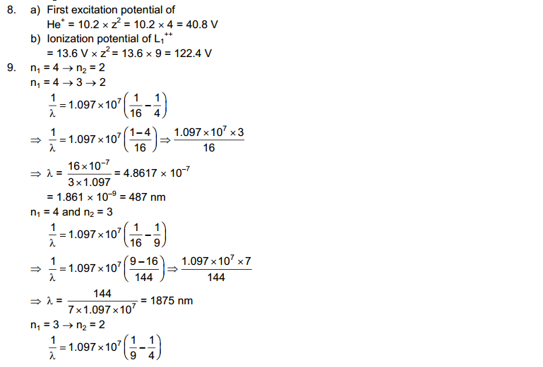 Bohr's Theory and Physics of Atom HC Verma Concepts of Physics Solutions
