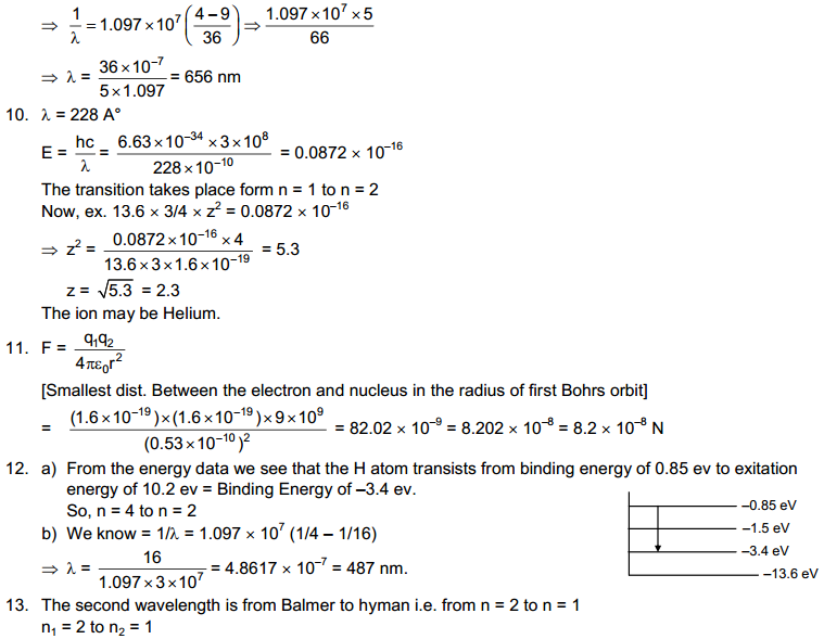 Bohr's Theory and Physics of Atom HC Verma Concepts of Physics Solutions