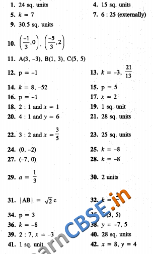 CBSE Class 10 Coordinate Geometry Solutions Board Papers Answers