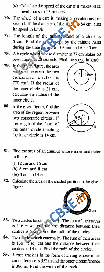  CBSE NCERT CCE Summative Assessment Class 10 Maths Areas Related To Circles LAQ 