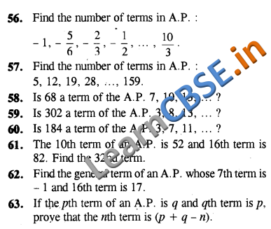  CBSE NCERT CCE Summative Assessment Class 10 Maths Arithmetic Progressions SAQ 3 Marks 