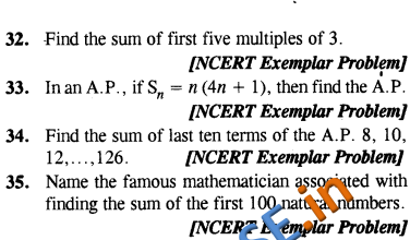  CBSE Class 10 Arithmetic Progressions Solutions CCE Summative Assessment VSAQ 