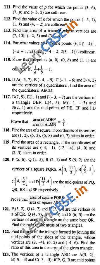 CBSE Maths CCE Summative Assessment Class 10 Coordinate Geometry LAQ