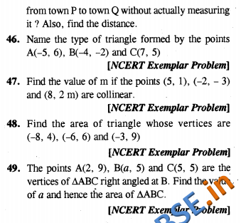  CBSE Class 10 Coordinate Geometry Solutions CCE Summative Assessment SAQ 2 Marks 