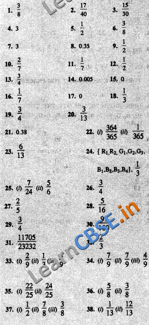 CBSE CCE Summative Assessment Class 10 Maths Probability VSAQ Answers
