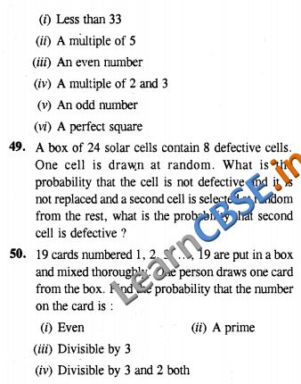 CBSE CCE Summative Assessment Class 10 Maths Probability LAQ 01