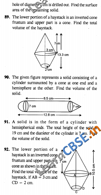 CBSE Class 10 Surface Areas and Volumes Solutions CCE Summative Assessment SAQ 3 Marks